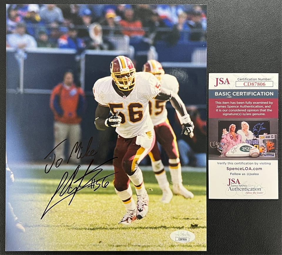 LaVar Arrington Signed 8x10 Photo JSA (Personalized) #56 NFL W. Redskins w/COA! - Image 1 of 4
