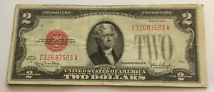 1928 G $2.00 DOLLAR RED SEAL NOTE very nice circulated EA Block - Picture 1 of 4