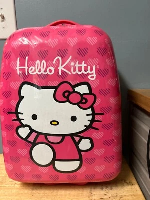 Hello Kitty Hard Shell Pink Rolling Wheel Carry-On Suitcase Luggage 17" - Image 1 of 4