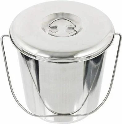 ONLINEBULL 12 Litre Bucket Large Heavy Duty Stainless Steel Pail Double Welded 12L + LID