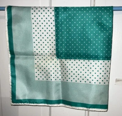 Bufanda Cuadrada de Lunares Turquesa y Blanco De Colección Pañuelo para el Cuello Bufanda para la Cabeza Foto 1 de 4