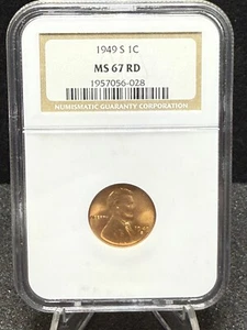 1949 S Lincoln Wheat Cent MS67 RED NGC - Picture 1 of 4
