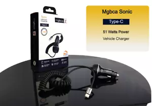 Mgbca Sonic Type-C Car Charger, Fast 51 Watt For Galaxy Note 20 Ultra / 10 9 8+ - Picture 1 of 17