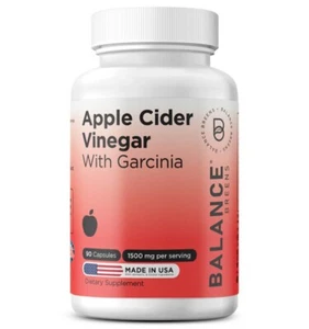 Apple Cider Vinegar Capsules 4-in-1 Formula - with Garcinia- 1500mg, 90 Capsules - Picture 1 of 7