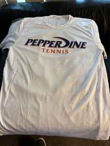T shirt Pepperdine University Tennis 100% poli Sport-tek XL come nuova malibu bianca - Foto 1 di 2