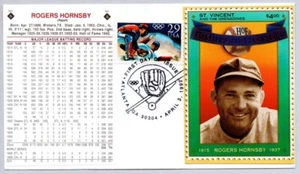 #2619 OLYMPIC BASEBALL FDC, HALL OF FAME ROGERS HORNSBY BASEBALL STAMP CACHET - Picture 1 of 1