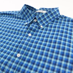 LL Bean Shirt Mens Large Blue Check Traditional Fit Wrinkle-Free Kennebunk Sport - Picture 1 of 7
