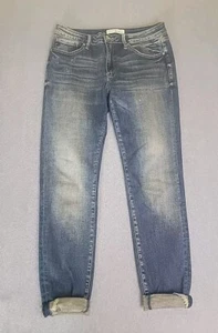 Pantalones de mezclilla KanCan para mujer 30 32x26,5 con puños al tobillo desgastados elásticos azul oscuro medio - Imagen 1 de 15