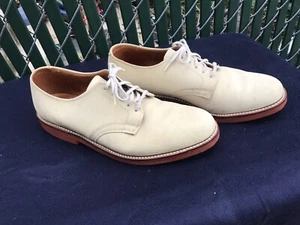 WALK-OVER~Men’s Ivory Cream Oxford Suede Leather Shoes Size US (9E) ~Made in USA - Picture 1 of 10