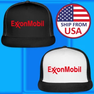 Exxon Mobil Black White Adjustable Trucker Hat Adult Size - Imagen 1 de 6
