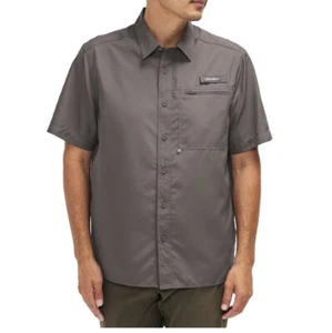 Mens Eddie Bauer Short Sleeve Shirt Tech Woven Size Medium Gargoyle Gray NEW - Picture 1 of 6