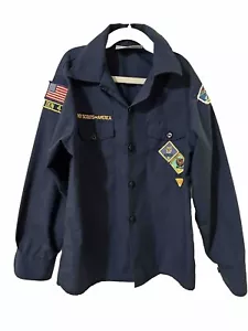 Boy Scouts of America Long Sleeve Blue Uniform Shirt Youth Medium Size 10-12 - Picture 1 of 8
