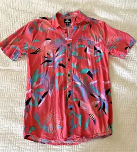 Volcom Mens Button Up Shirt Large Floral Print Skater Surf NWT-Pink 100% cotton - Picture 1 of 7