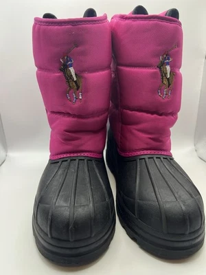 Polo Ralph Lauren Pink Snow Boots Girls Size 6 Big Pony - Image 1 of 4