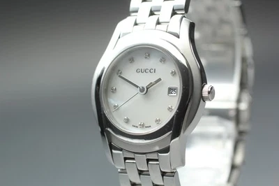 [Near MINT] Gucci 5500L Pearl 11P Diamond Shell Dial Quartz Women's Watch - image 1 of 4