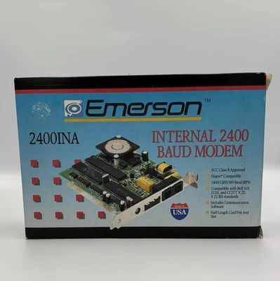 Modem 2400 baud interno Emerson 1990 vintage 2400INA compatibile Baud Hayes - Immagine 1 di 4