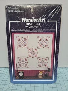 Nip, Wonder art , Stamped Mini Quilt #9108 C/ Instructions, Hearts36”x36” - Picture 1 of 3