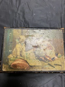 Antique Clark’s Spool Cotton Advertising Box Chromolithograph Lid - Picture 1 of 5