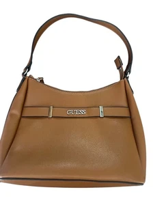 Bolso de mano Guess marrón de imitación de cuero con cierre de cremallera superior y correa única apurde - Imagen 1 de 8