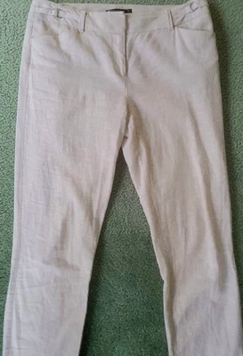 Pantalones al tobillo 7th Avenue Design Studio mezcla de lino/algodón tostado frente plano talla 8 Foto 1 de 4