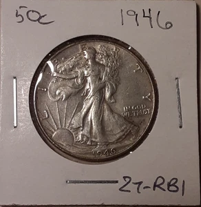 1946 Walking Liberty Half Dollar 50c Philadelphia Mint 90% silver (#27-R11) - Picture 1 of 3