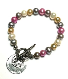 NEU OHNE ETIKETT SHABLOOL DIDAE STERLINGSILBER 925 BUNTE PERLEN ARMBAND 7,25" ISRAEL - Bild 1 von 10