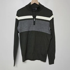 Kjus Men's Stripe Half-Zip Sweater Green Sz 48/S Merino Wool Ski NWOT MSRP $399 - Picture 1 of 9