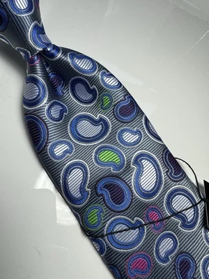 NUEVO CON ETIQUETAS VERSO 9 MULTICOLOR ESTILO PAISLEY ESTAMPADO SEDA DISEÑOS CORBATA Y PAÑUELO Foto 1 de 4
