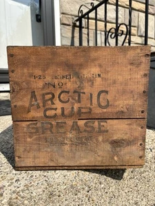 Arctic Cup Grease Standard Oil Can Grease Wood Advertising Crate 25Lb Antique - Picture 1 of 14
