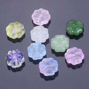 20pcs Four Leaf Clover Shape 10mm Lampwork Glass Loose Beads For Jewelry Making - Picture 1 of 12