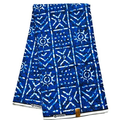 Tela estampada africana/tela de Ankara - tela tribal azul y rosa de Ankara, Foto 1 de 3