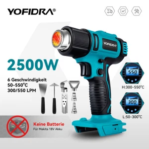 Pistola de Aire Caliente Batería 2500W Pistola de Calor Eléctrica con 5 Boquillas para Makita 18V - Imagen 1 de 20