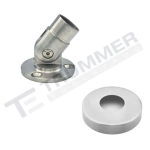Edelstahl Steckfitting Rohrverbinder 42,4x2,0 mm Wand- und Bodenanker mit Gelenk - Bild 1 von 6