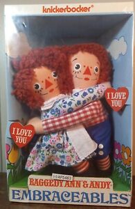 Raggedy Ann & Andy Embraceable Hugging Dolls KnickerBocker Plush Vintage NIB