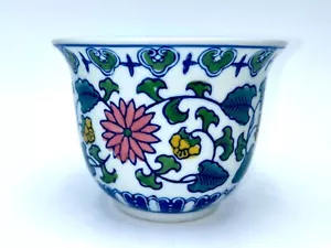 Piccolo vaso decorativo in ceramica floreale colorato vaso ciotola fiori - Foto 1 di 9