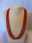 Gorgeous Three Strand Red Coral 925 Native American Southwestern Style Necklace