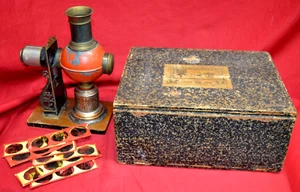 Rare Antique Ernst Plank Germany Magic Lantern Slide Projector w case & slides - Picture 1 of 23