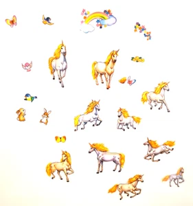 24x Sticker Pferde Aufkleber Spiel Pferd Einhorn Schmetterling Regenbogen Hase - Bild 1 von 5