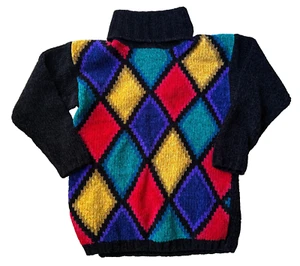 Vintage Chaus Sweater Small Womens Colorful Chunky Knit Diamond - Picture 1 of 4
