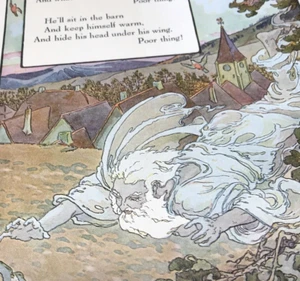 Vtg Anthropomorphic North Wind 1910s Mother Goose Print Wall Art 9x12" - Picture 1 of 13