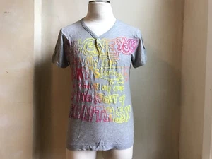 GALLIANO by JOHN GALLIANO SERAFINO GRAY V NECK HENLEY NEON FRONT PRINT SHIRT L - Picture 1 of 9