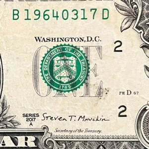 March 17, 1964 (19640317) One Dollar Fancy Serial Number Birthday Note - Picture 1 of 3