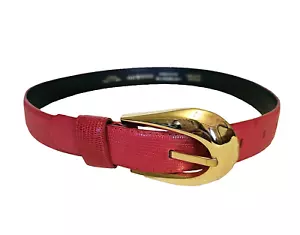 Cinturón Vintage Liz Claiborne ROJO Texturizado Cuero Genuino Hebilla Dorada Talla M 2854 - Imagen 1 de 5
