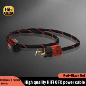Audiophile OFC Copper Silver Plated Wire HiFi AC Power Cable IEC EU Schuko Plug - Picture 1 of 9