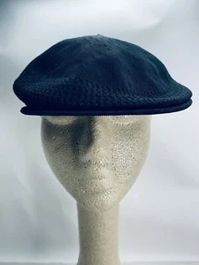 Vintage Kangol Hat Black Tropic 502 Flat Cap Ventair Cabbie Newsboy Mens Medium - Picture 1 of 12
