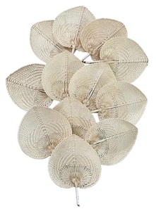 Lot of 12 Boho Palm Leaf Fan Rattan Woven Wall Hanging Decor Party  Wedding - Picture 1 of 7
