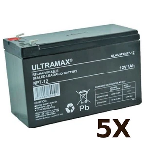 5X 12V 7AH Home Alarm System BackUp Ultramax NP7-12 Battery Replace 6Ah 8Ah 9Ah - Picture 1 of 2
