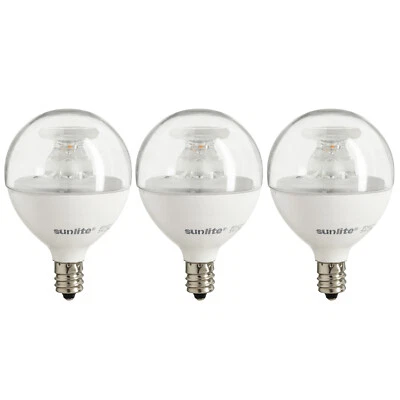 3 Pack Sunlite LED G16.5 Globe 5W (40W Equal) Candelabra (E12) Base, Warm White - Image 1 of 2