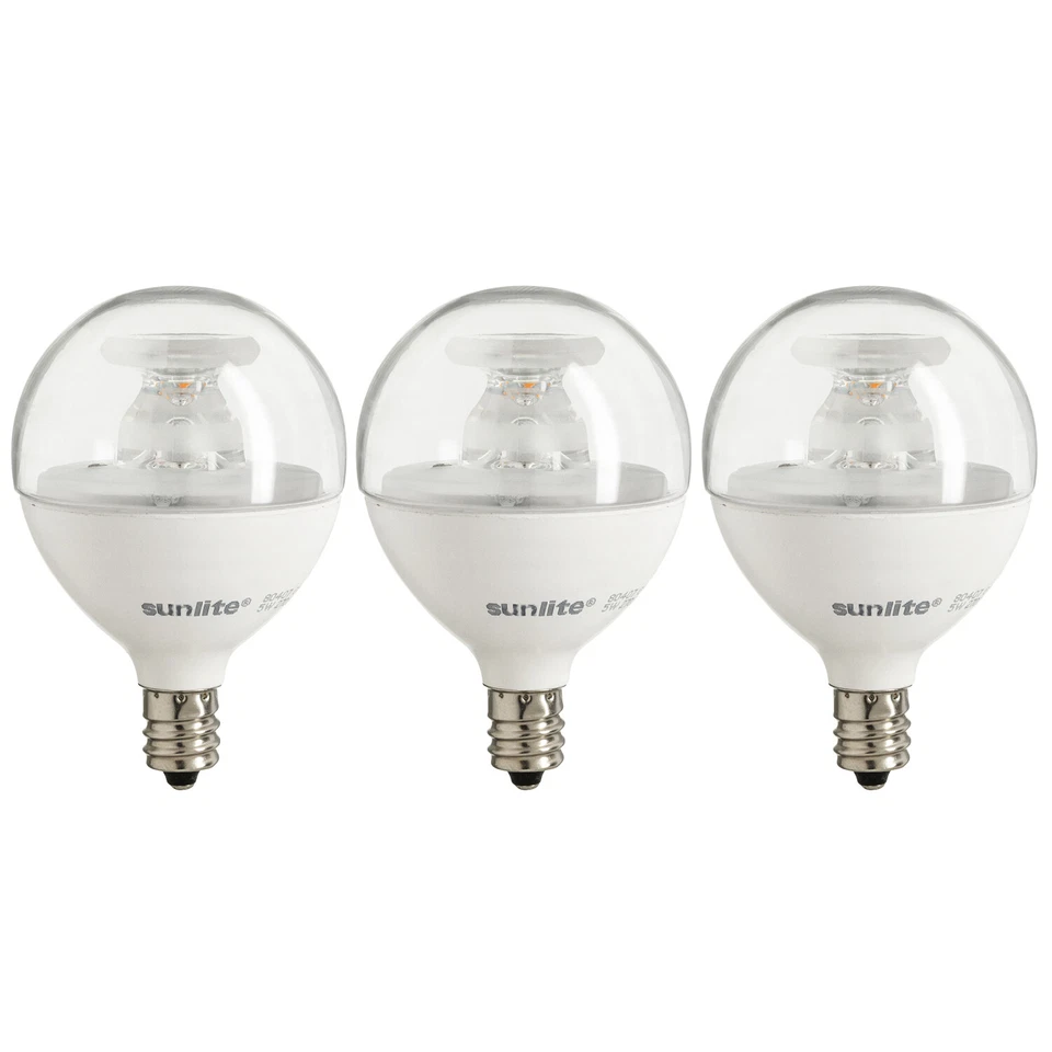 3 Pack Sunlite LED G16.5 Globe 5W (40W Equal) Candelabra (E12) Base, Warm White - Image 1 of 2