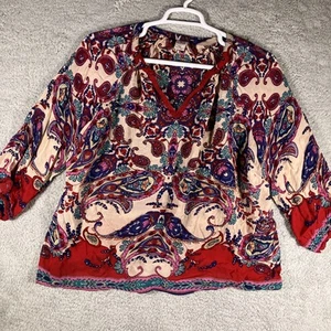 Bila Paisley Embellished Blouse Womens 2XL Sequined Bohemian Artsy Funky Tunic - Picture 1 of 11